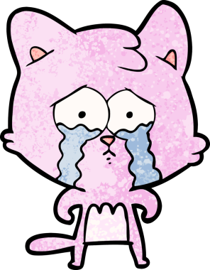 Bir insan tarafından çizilmiş ağlayan kedi çizgi filmi.