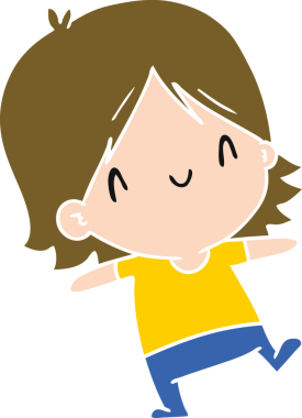 Bir insan tarafından çizilmiş sevimli bir kawai kızının çizgi film çizimi