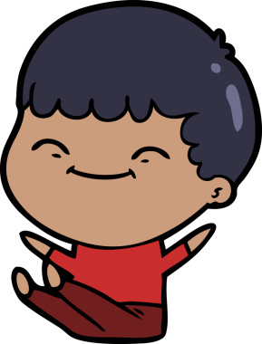 Bir insan tarafından çizilmiş mutlu çocuk çizgi filmi.