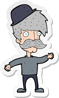 Bir insan tarafından çizilmiş melon şapkalı bir adamın çıkartması.