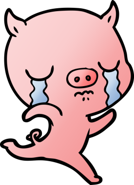 Çizgi film koşan domuz bir insan tarafından çizilmiş.