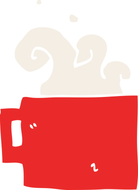 bir insan tarafından çizilmiş bir fincan sıcak kahve.