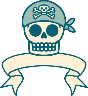 Bir insan tarafından çizilmiş korsan kafatası dövmeli.