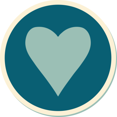 Bir insan tarafından çizilmiş geleneksel bir kalp şeklinde dövme çıkartması.