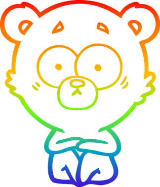 gökkuşağı gradyan çizimi şaşırmış bir kutup ayısı karikatürü bir insan tarafından çizildi