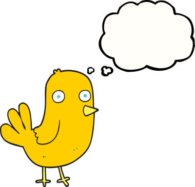 Bir insan tarafından çizilmiş serbest çizim balon karikatür kuşu.