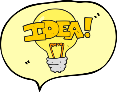 Bir insan tarafından çizilmiş serbest konuşma balonu fikri ampul sembolü