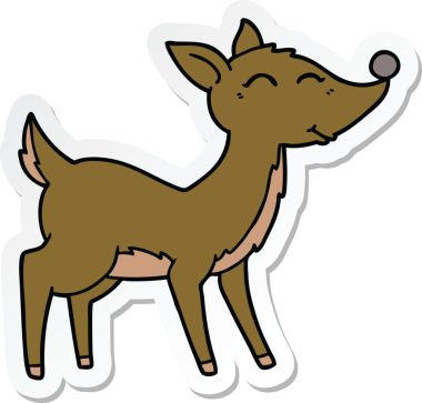 Bir insan tarafından çizilmiş karikatür geyiğinin çıkartması.