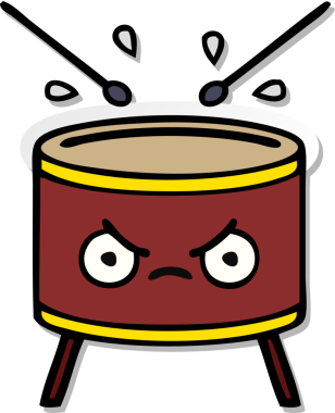 Bir insan tarafından çizilmiş şirin bir davulun sıkıntılı çıkartması.