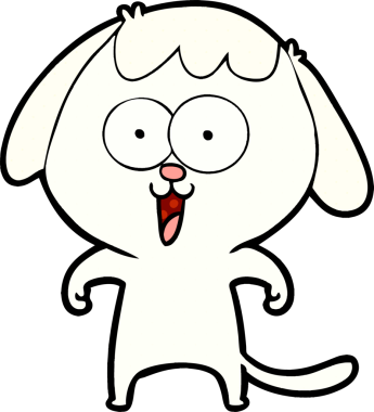 Bir insan tarafından çizilmiş şirin bir çizgi film köpeği.