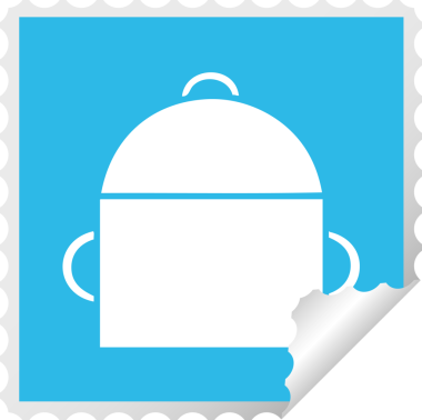 Bir insan tarafından çizilmiş sırt çantasının kare soyulmuş çıkartması.