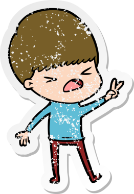 Bir insan tarafından çizilmiş stresli bir çizgi film çıkartması.