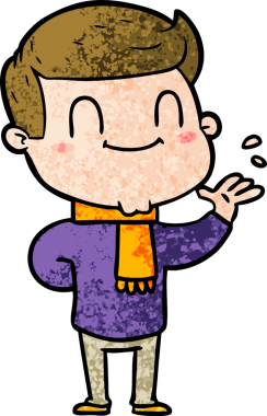 Bir insan tarafından çizilmiş çizgi film dostu bir adam.