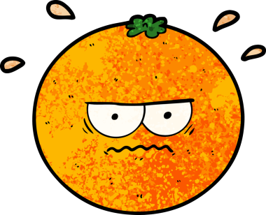 Bir insan tarafından çizilmiş kızgın turuncu çizgi film.