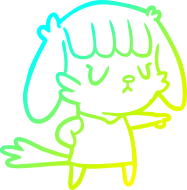 Bir köpek kızın insan tarafından çizilmiş soğuk çizgi çizimi.