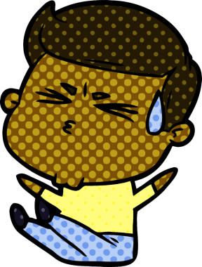 Bir insan tarafından çizilmiş terleyen çizgi film adamı.