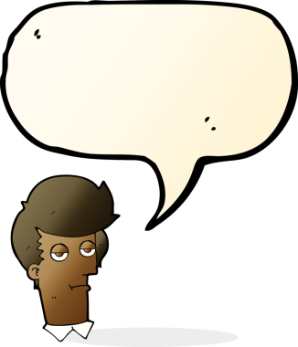 Bir insan tarafından çizilmiş konuşma balonuyla sıkılmış bir adam.