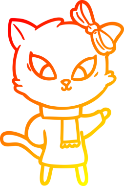 Bir insan tarafından çizilmiş çizgi film kedisinin sıcak çizgi çizimi