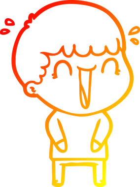 Bir insan tarafından çizilmiş gülen bir çizgi film karakterinin sıcak çizgi çizimi.