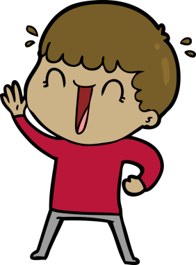 Bir insan tarafından çizilmiş gülen çizgi film adamı.