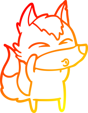 Bir insan tarafından çizilmiş bir kurt çizgi filminin sıcak çizgi çizimi.