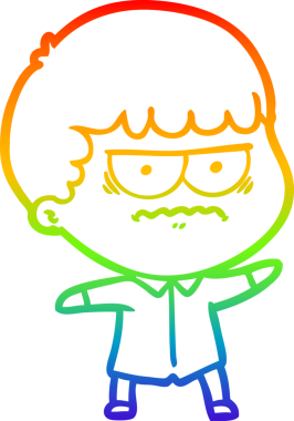 Gökkuşağı gradyan çizgi çizimi Bir insan tarafından çizilmiş rahatsız bir adam