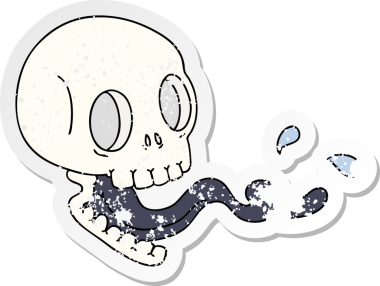 Bir insan tarafından çizilmiş garip bir el karikatürü kafatası.