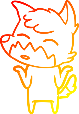 Bir insan tarafından çizilmiş bir tilkinin sıcak çizgi çizimi