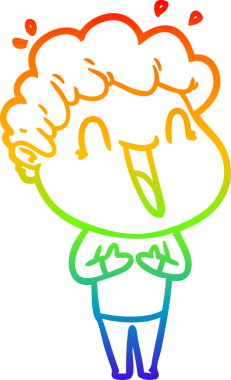 Gökkuşağı gradyan çizgi çizimi mutlu bir adamın bir insan tarafından çizilmiş gülüşü