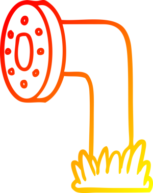 Bir insan tarafından çizilmiş bir karikatür borusunun sıcak gradyan çizimi