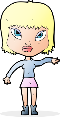 Çizgi filmdeki kadın bir insan tarafından çizilmiş jest yapıyor.