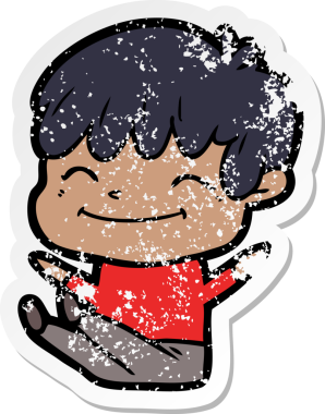 Bir insan tarafından çizilmiş mutlu bir çocuğun sıkıntılı çıkartması.