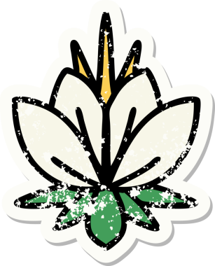 Bir insan tarafından çizilmiş geleneksel su zambağı stili dövmesi.