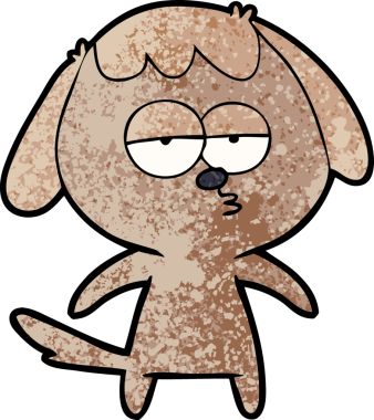 Bir insan tarafından çizilmiş, sıkılmış bir köpek.