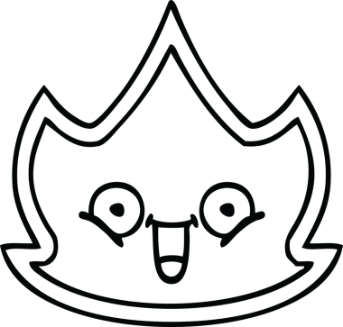 Bir insan tarafından çizilmiş mutlu bir ateşin çizgi çizimi