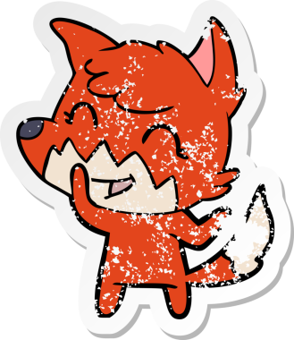 Bir insan tarafından çizilmiş mutlu bir tilkinin sıkıntılı çıkartması.