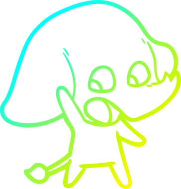 Bir insan tarafından çizilmiş şirin bir filin soğuk gradyan çizgisi