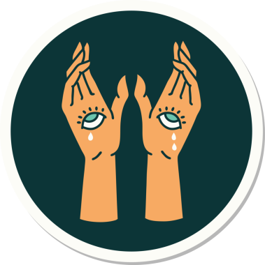 Bir insan tarafından çizilmiş geleneksel mistik eller stili dövme çıkartması.