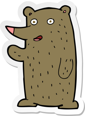 Bir insan tarafından çizilmiş, sallanan bir ayının çıkartması.