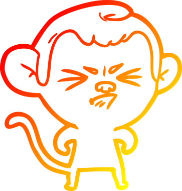 Bir insan tarafından çizilmiş kızgın bir maymunun sıcak çizgi çizimi