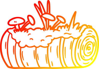 Bir insan tarafından çizilmiş mantarlı eski bir çizgi filmin sıcak gradyan çizimi