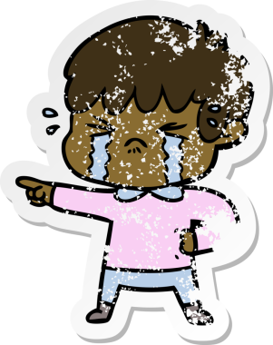 Bir insan tarafından çizilmiş ağlayan bir çocuk karikatürü.