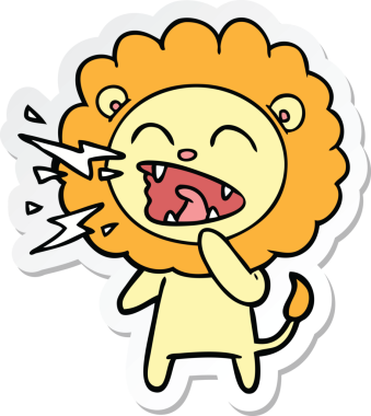 Bir insan tarafından çizilmiş kükreyen aslanın çıkartması.