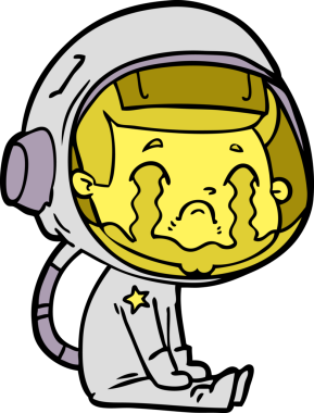Bir insan tarafından çizilmiş ağlayan astronot çizgi filmi.