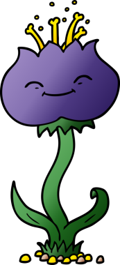 Bir insan tarafından çizilmiş sevimli karikatür çiçeği.