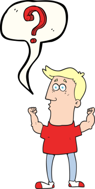 Bir insan tarafından çizilmiş soru ile serbest konuşma balonu karikatürü adam