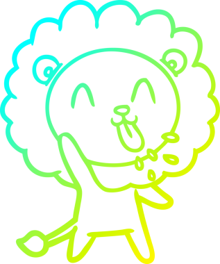 Bir insan tarafından çizilmiş mutlu çizgi film aslanı çizimi.