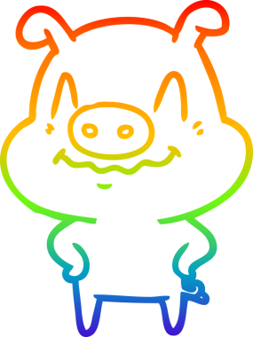 gökkuşağı gradyan çizimi bir insan tarafından çizilmiş sinir çizgi domuz