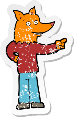 Bir insan tarafından çizilmiş tilki bir çizgi filmin gerilimli çıkartması.