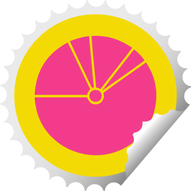 Bir insan tarafından çizilmiş bir pasta grafiğinin dairesel kabuk soyma etiketi.